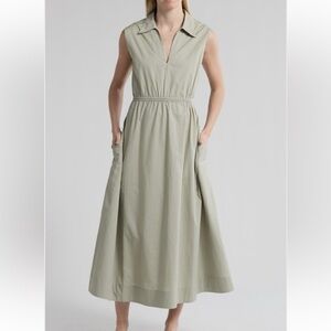 Joan Sleeveless Poplin A-Line Dress in Sage